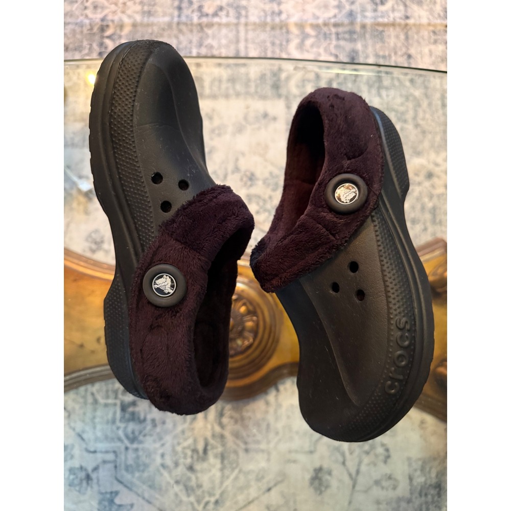 Crocs Mammoth Black Faux Fur Lined Clogs Slip On Shoes Mens 6 Womens 8 - Picture 5 of 9